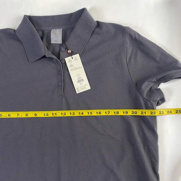NWT Calia Pique Puff Sleeves Polo T-Shirt XXL Carbon Gray 3/4 Button Down Golf - Picture 14 of 16